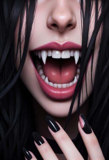 fangs,  1 girl,  teeth on Tensor.Art