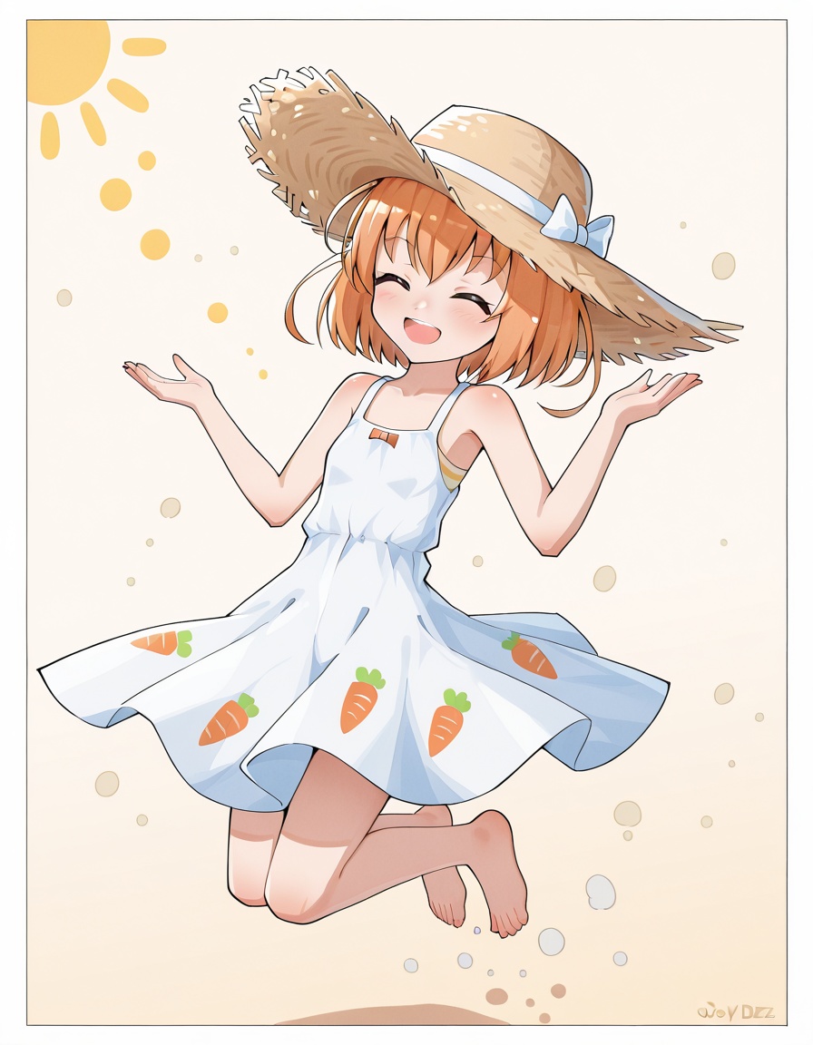 astylejumping,  summer dress,  straw hat on Tensor.Art
