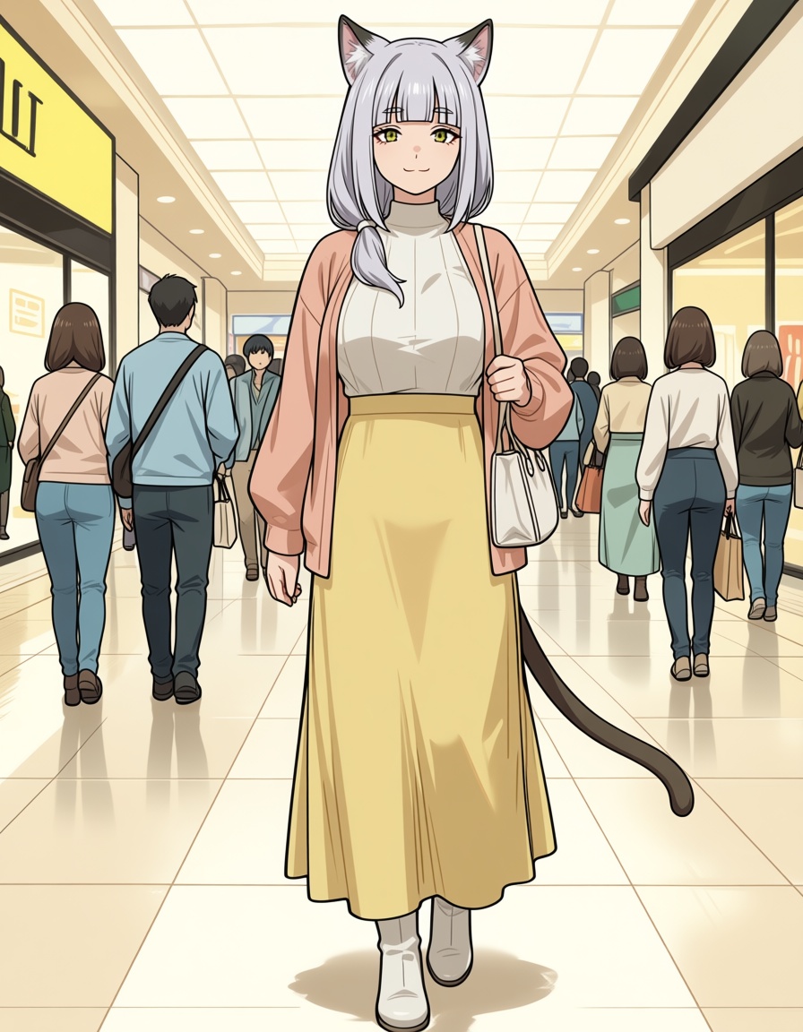 shizue satou (yani neko),  medium hair,  grey hair on Tensor.Art