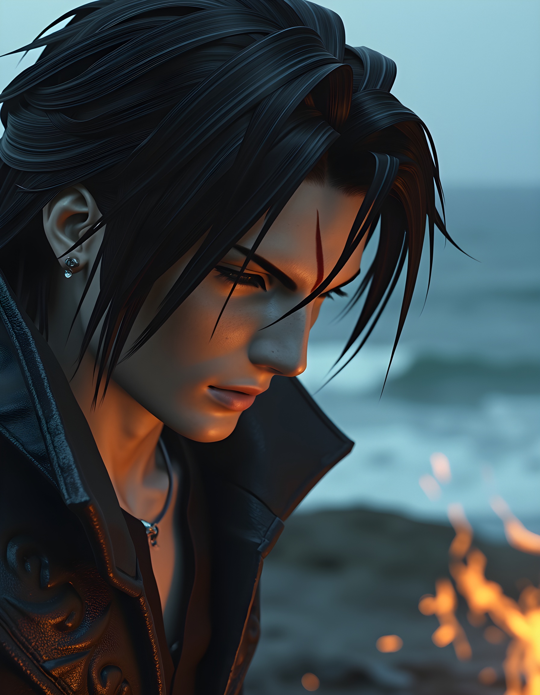 ff8_style,  A close-up portrait,  framed in a letterboxed composition on Tensor.Art
