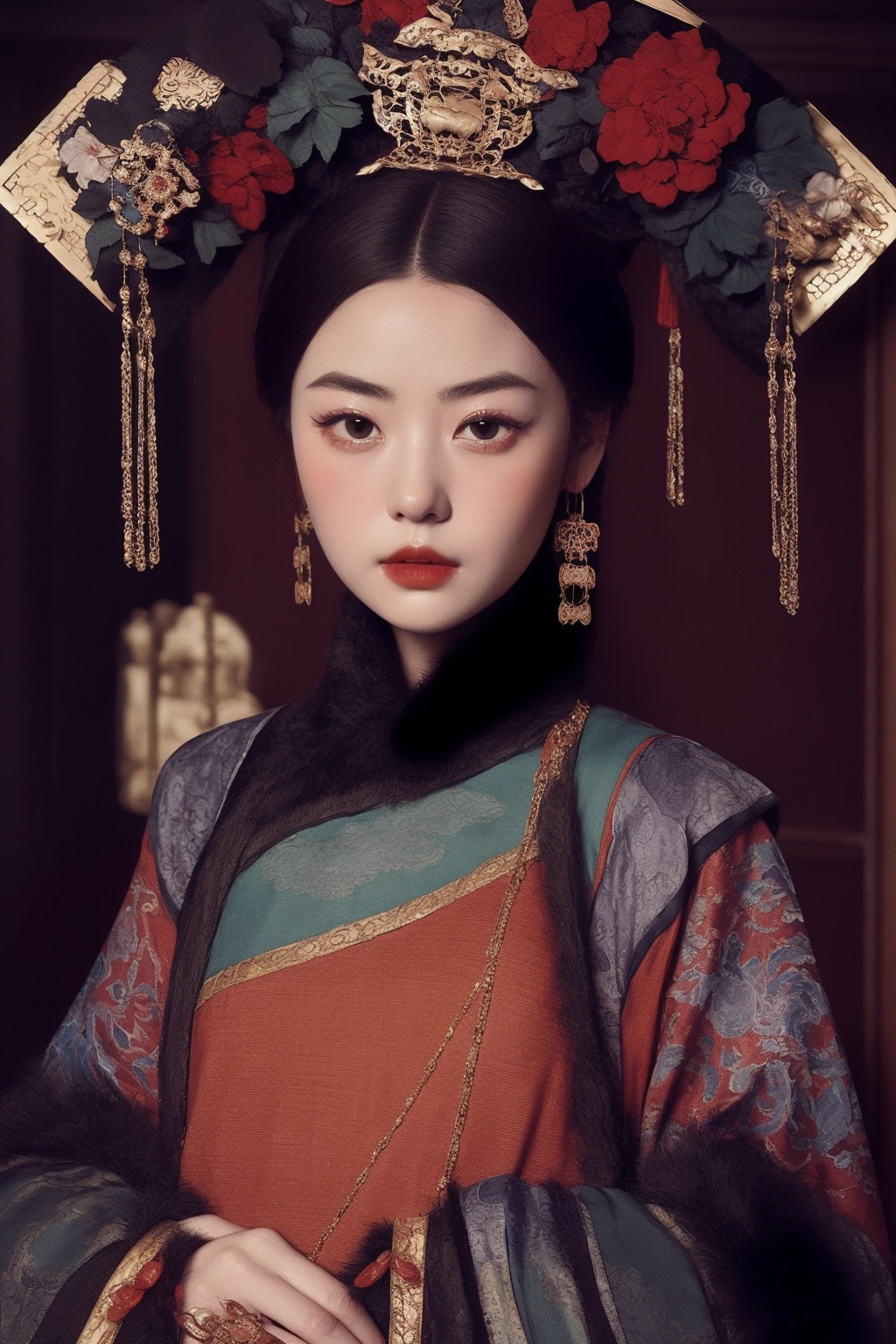<lora:贵妃:1>,best quality,masterpiece,women of the qing dynasty,