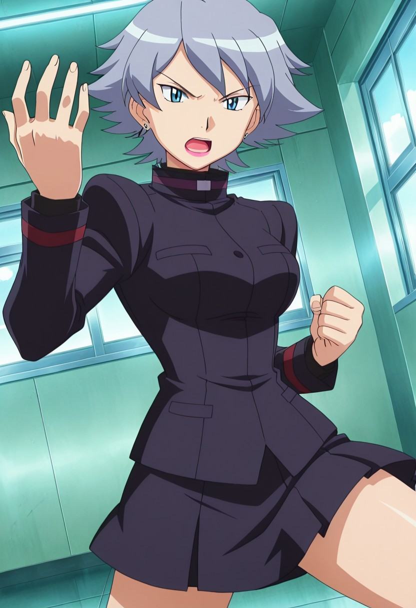 dutch angle,  looking at the viewers,  anime screencap on Tensor.Art
