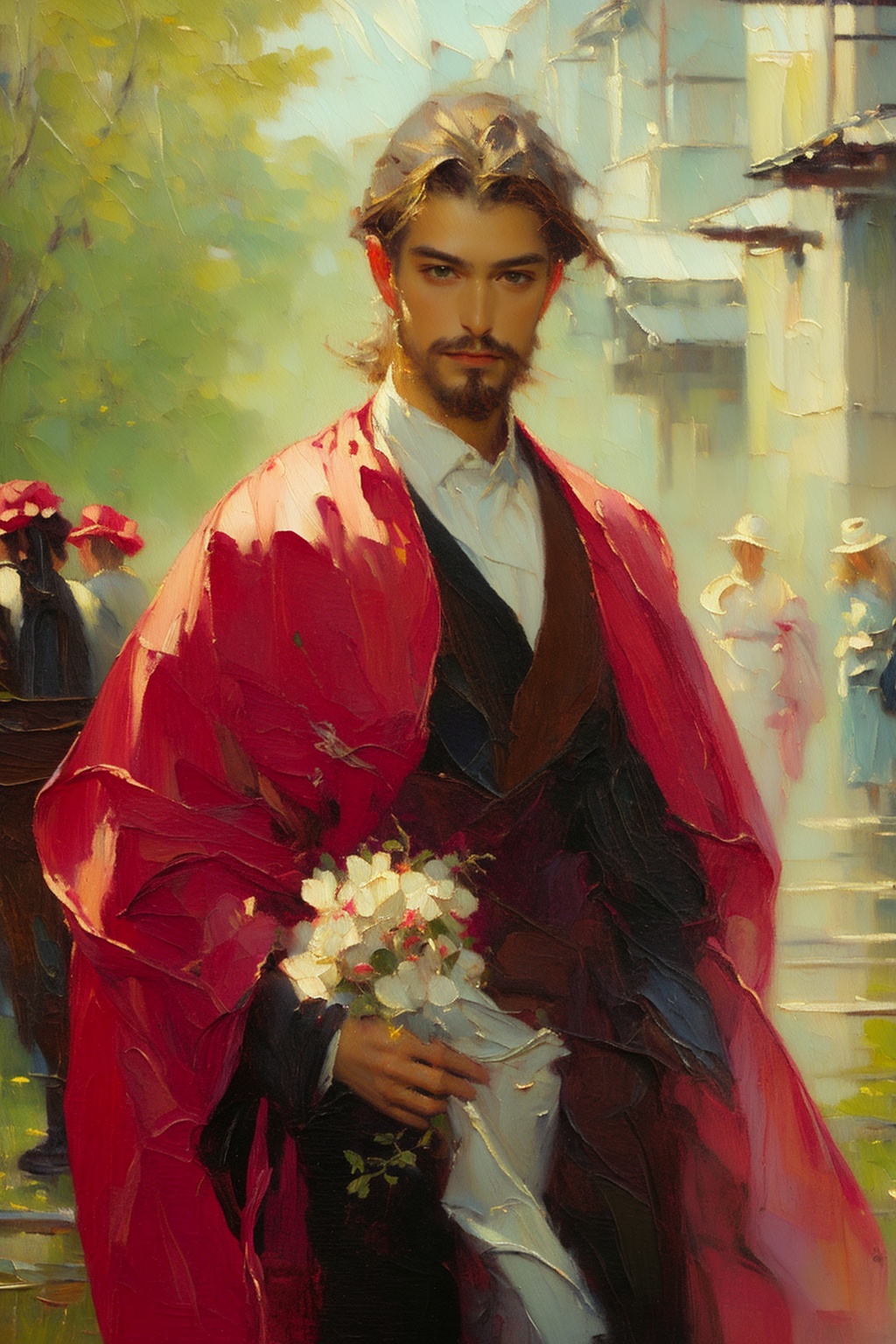 ART,(oil painting:1.4),full body,solo,1man,upper body,<lora:痞帅大叔:0.7>,suit,mature,attractive,<lora:厚涂油画:1>,