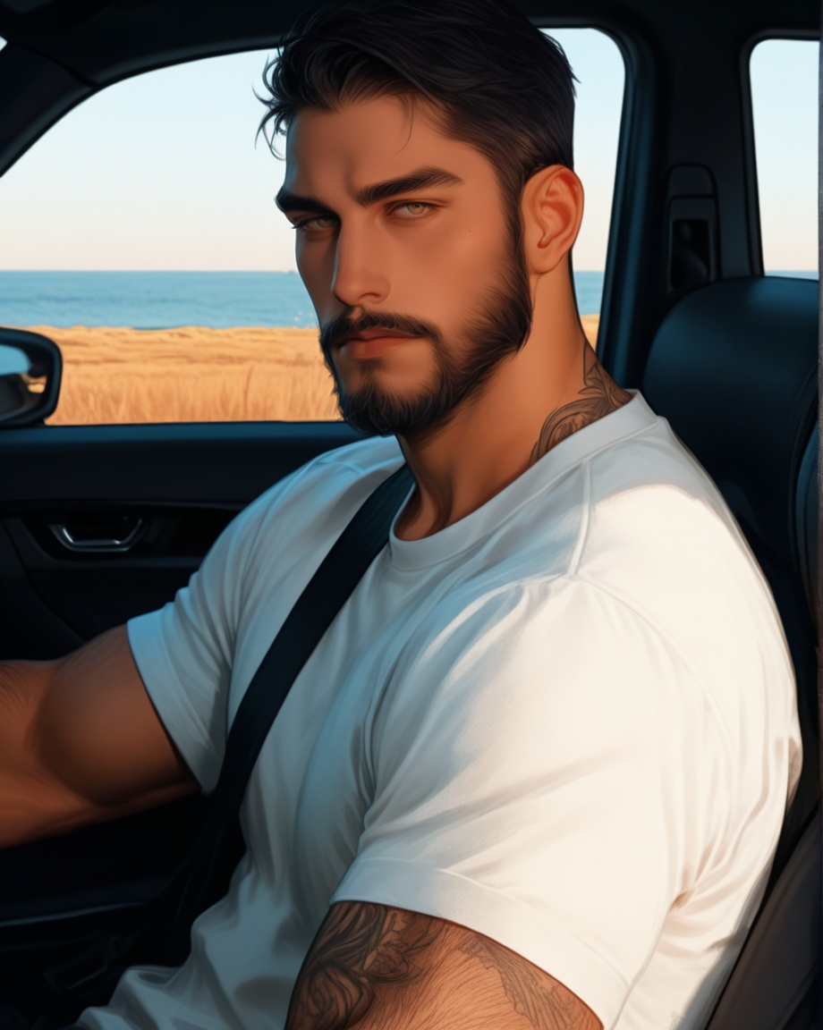 1boy,  male focus,  facial hair on Tensor.Art