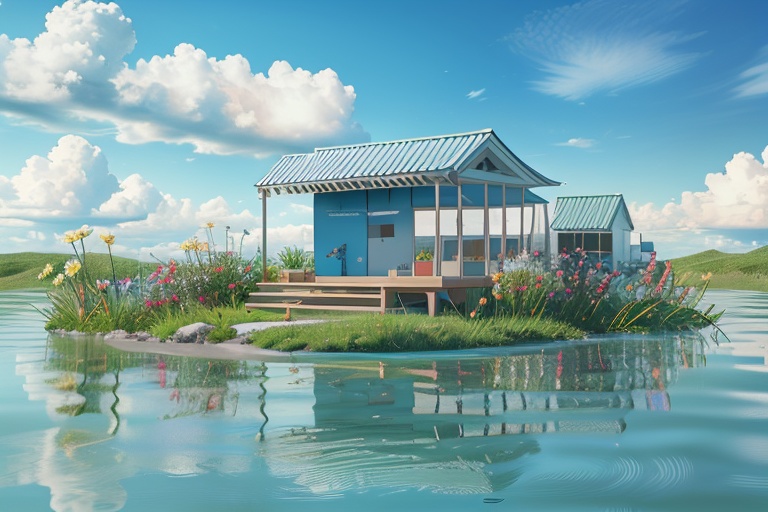 pd_3dcaodi,spring,no one,sky,daytime,scenery,outdoor,clouds,water,nature,<lora:PD_3Dcaodi_V1-000014:0.7>,