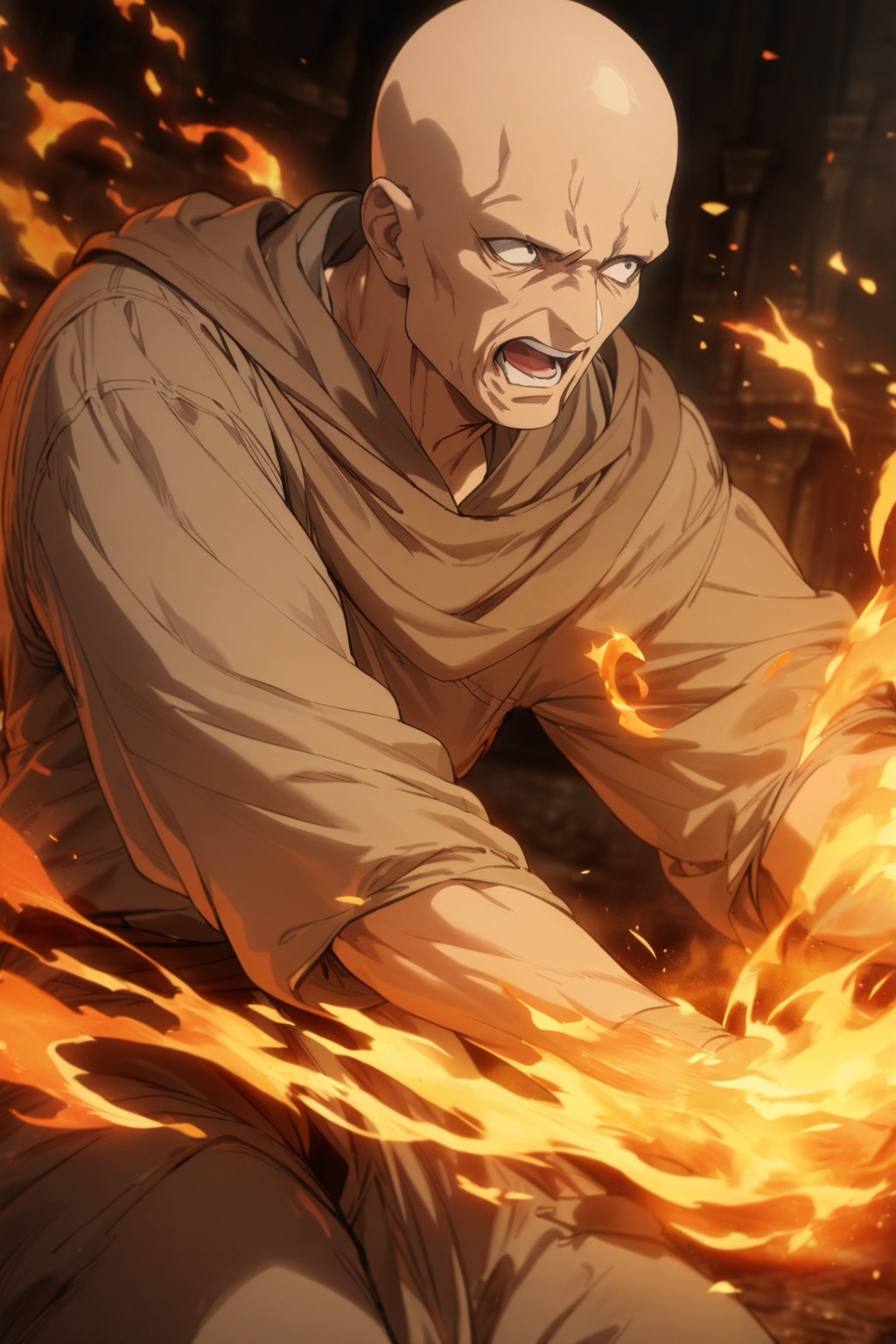 fighting,  fire magic,  diru on Tensor.Art