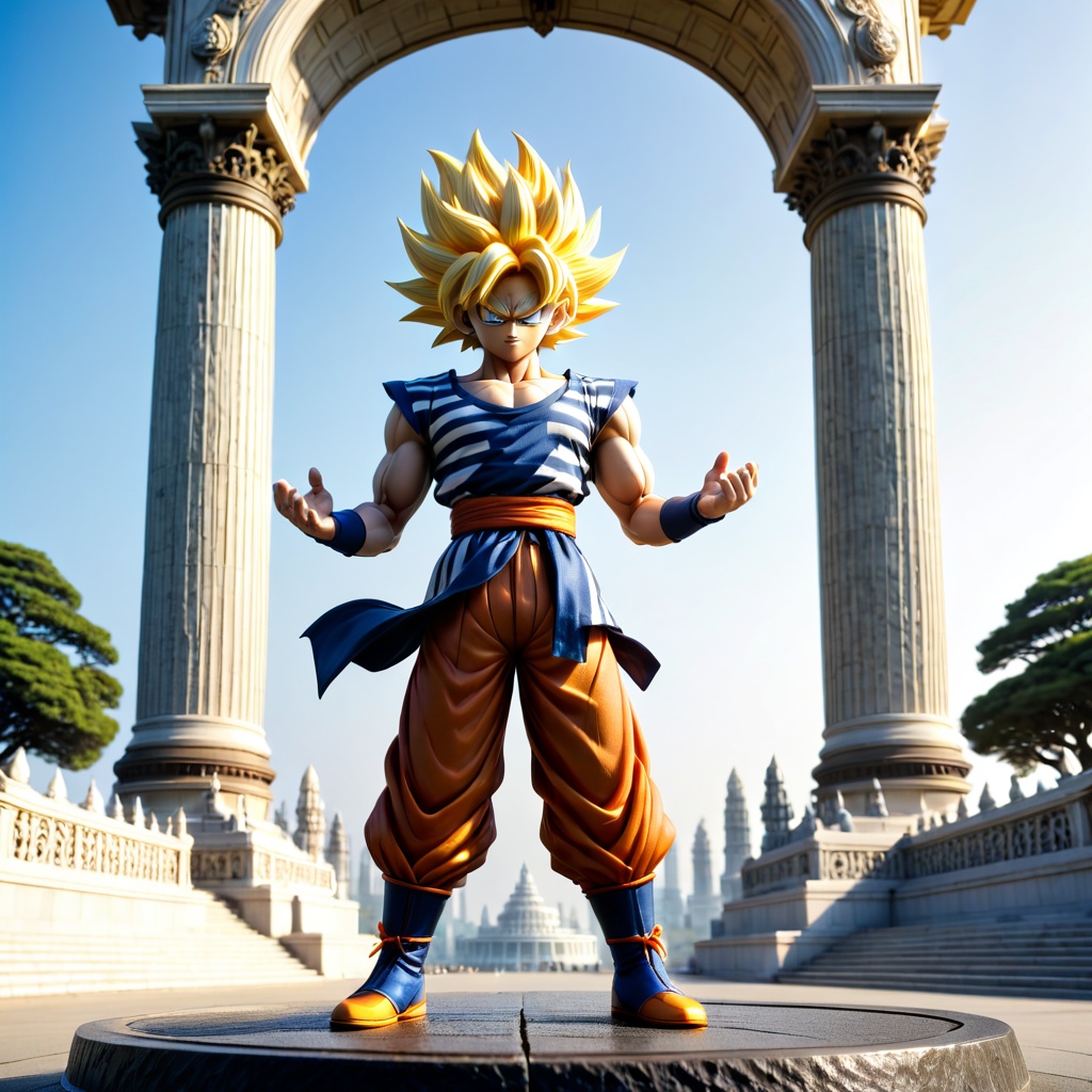 MHXL-Pos,  claymation super sayan goku solo,  A solitary figure on Tensor.Art