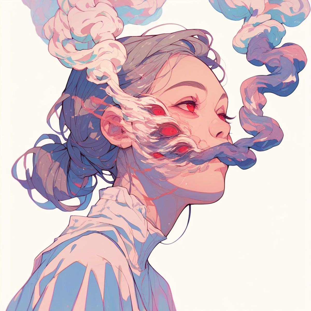did vaporwave style,  solo,  1girl on Tensor.Art