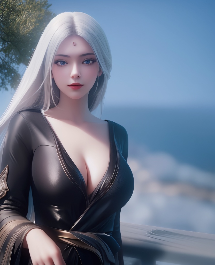 <lora:654-DA-诛仙-小白:0.8>(,1girl, ,best quality, ),looking at viewer,masterpiece, (( , )),, realistic,science fiction,mole, ultra realistic 8k cg, sun ,  rose,(cleavage), (),
