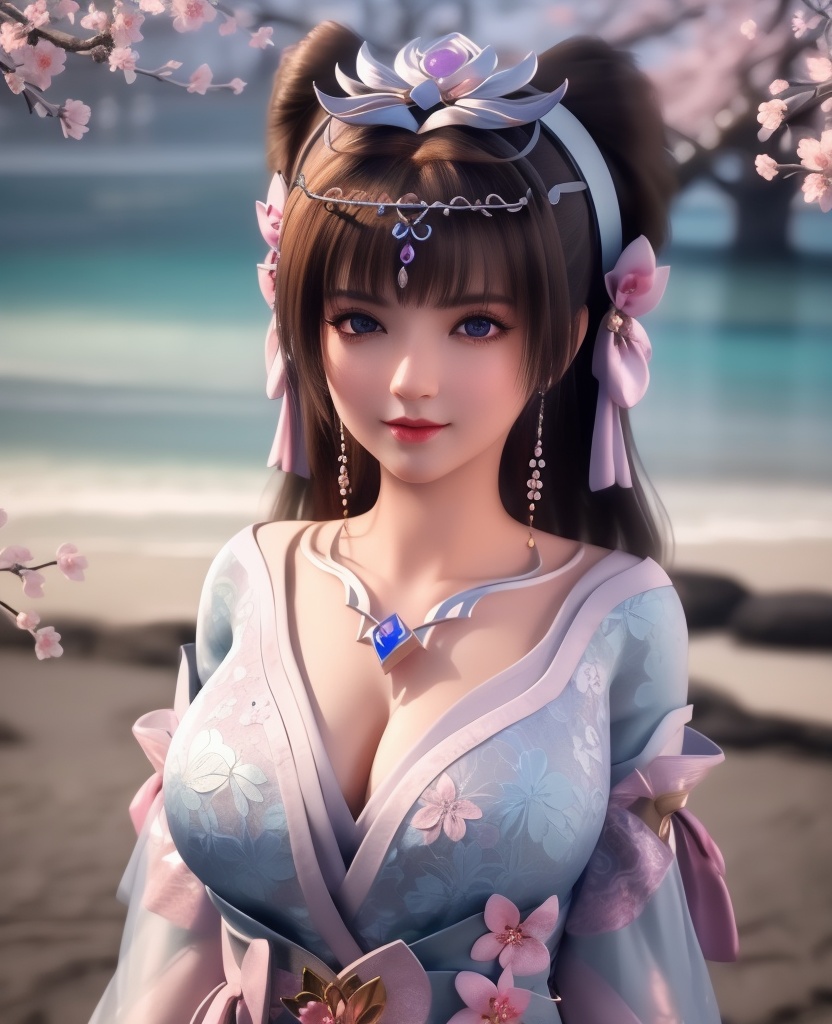 <lora:568-DA-星辰变-姜妍:0.8>(,1girl, ,best quality, ),looking at viewer,masterpiece, (( , )),ultra realistic 8k cg, ,    ,cleavage,perfect cherry blossom, ,lace , (cleavage), (),