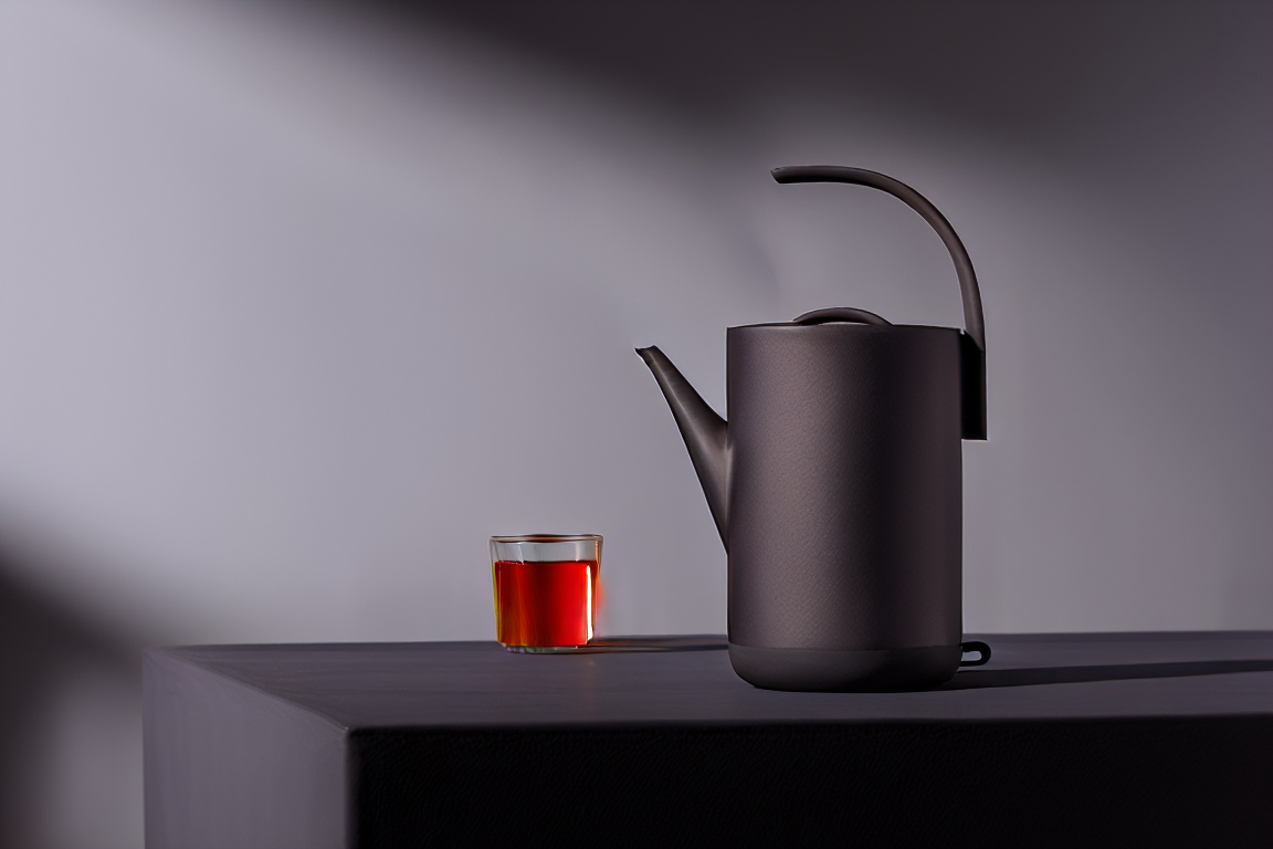 gaoji,The painting features a teapot and a cup of tea on a table. This is a still life photograph taken indoors.,<lora:gaoji-V1:1>,