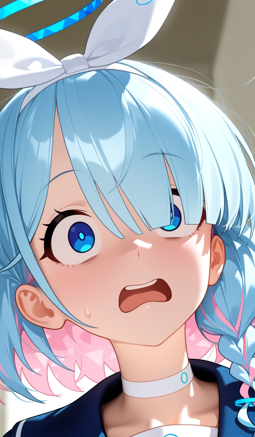 <lora:えーあい-Style:1>,(upper body:1.3),1girl,arona \(blue archive\),blue archive,meme,open_mouth,shocked_black_guy_(meme),wide-eyed,