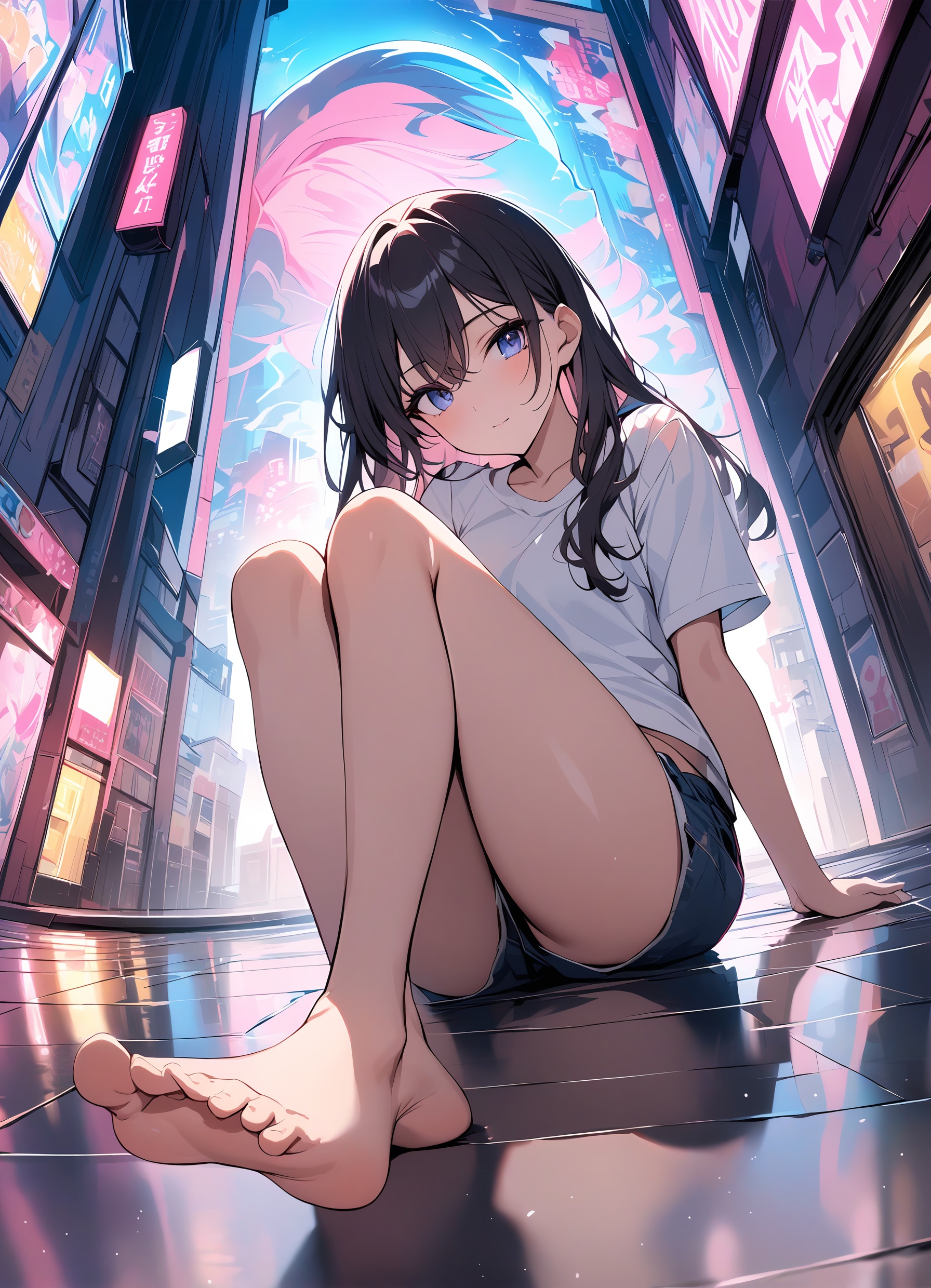 masterpiece,  best quality,  set against a vibrant Tokyo street art backdrop on Tensor.Art