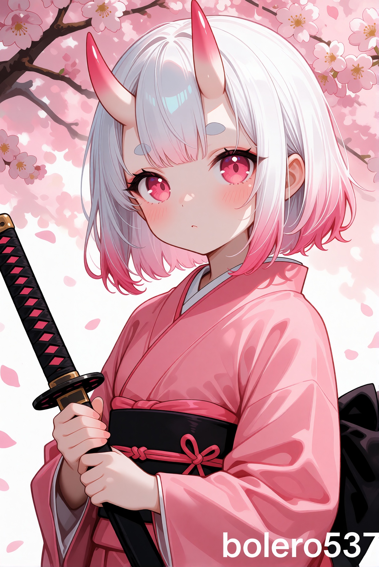 text “bolero537” at right-bottom corner of illustration,  highly detailed anime-style illustration of girl,  cute anime on...