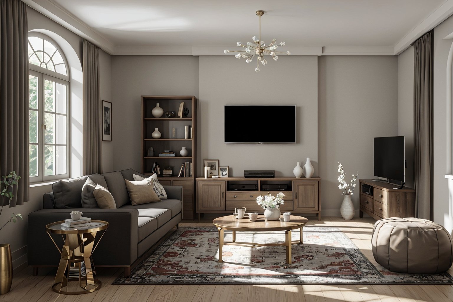 Lao Chen Jingdian, Living room, TV, no humans, , window, table, book,interior design, living room, masterpiece,best quality,unreal engine 5 rendering,movie light,movie lens,movie special effects,detailed details,HDR,UHD,8K,Indoor, living room, TV_ cabinet 