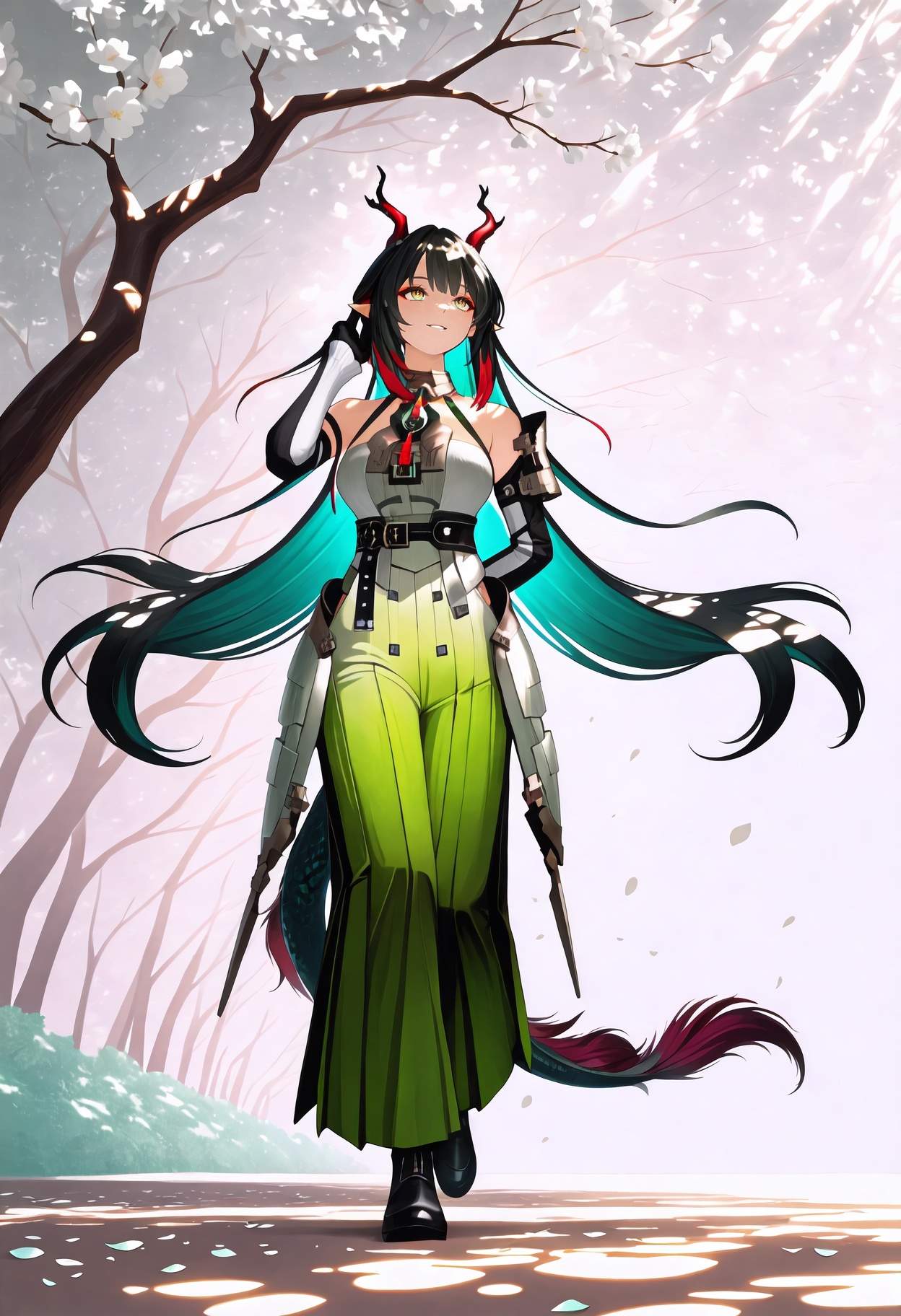 1girl,  dragon horns,  black hair on Tensor.Art