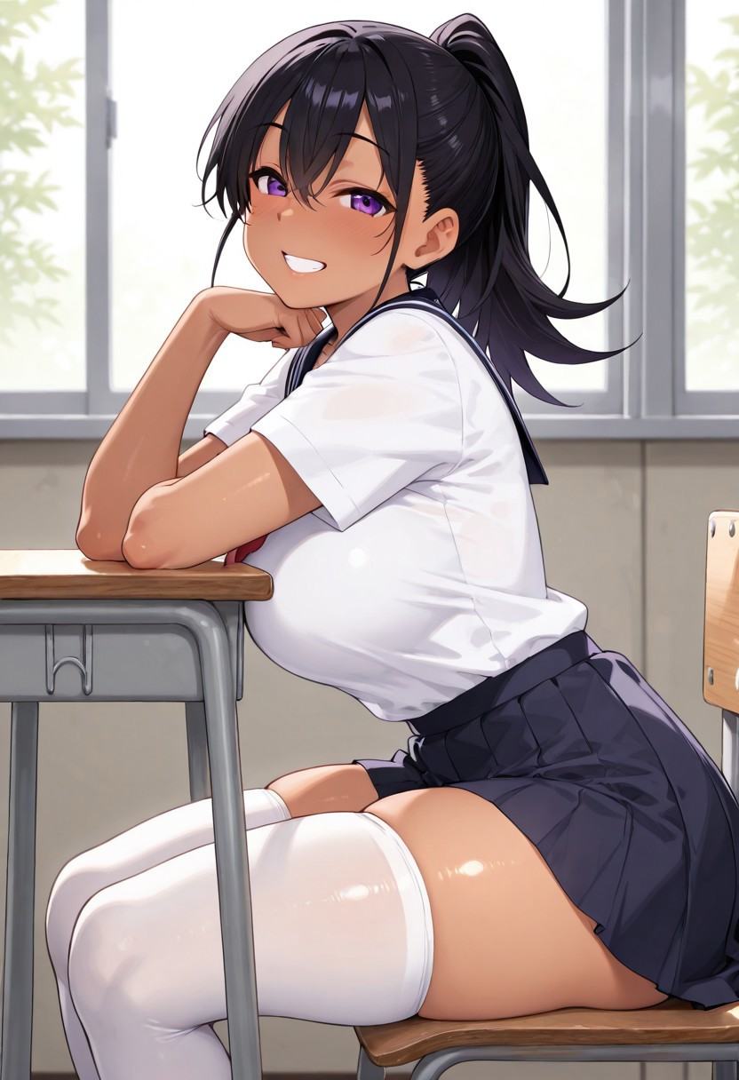 yuuki,  tanned skin,  black hair on Tensor.Art
