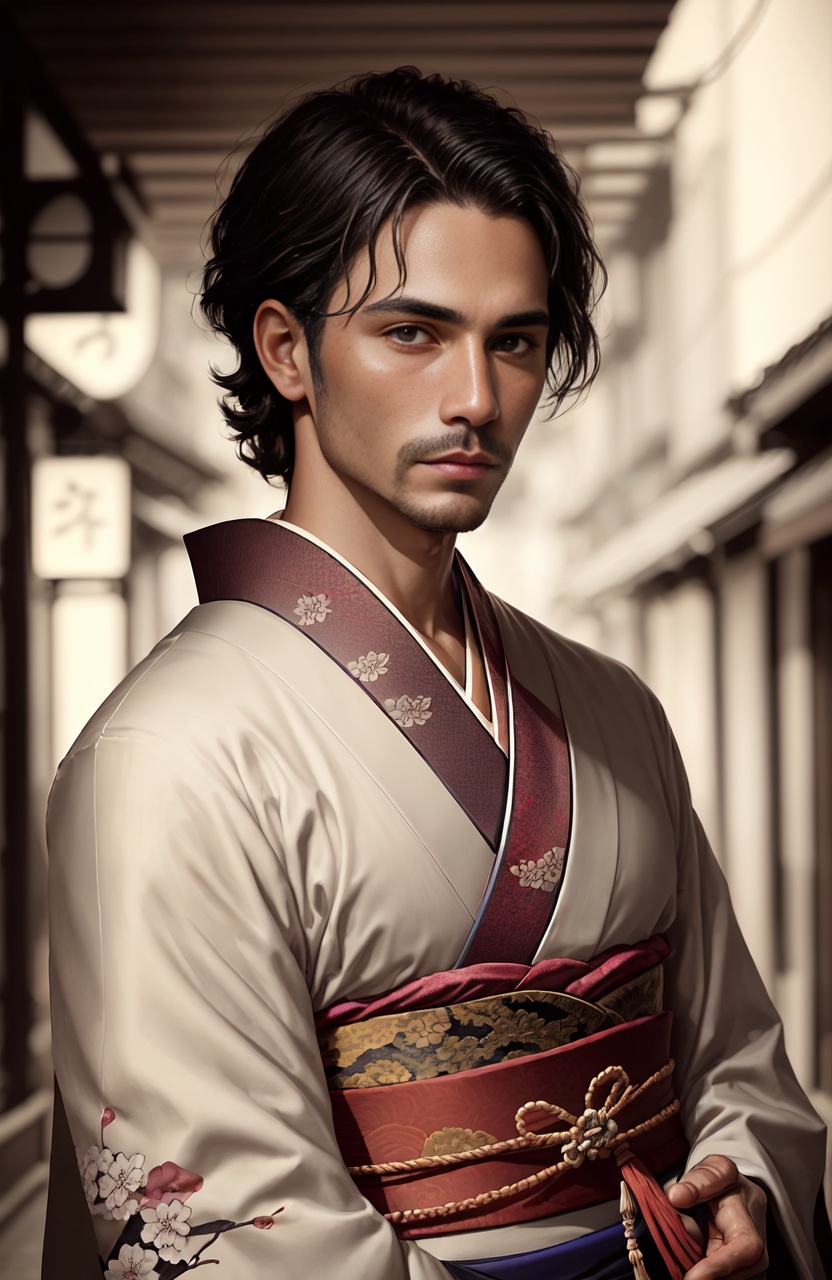 award winning portrait photo of a man SirSean, <lora:sirsean:1> wearing a (kimono:1.2), in a Japanese street, sharp focus, digital painting, concept art, smooth, sharp focus, rule of thirds, dark fantasy,intricate details, medium shot, (shallow depth of field:1.3)