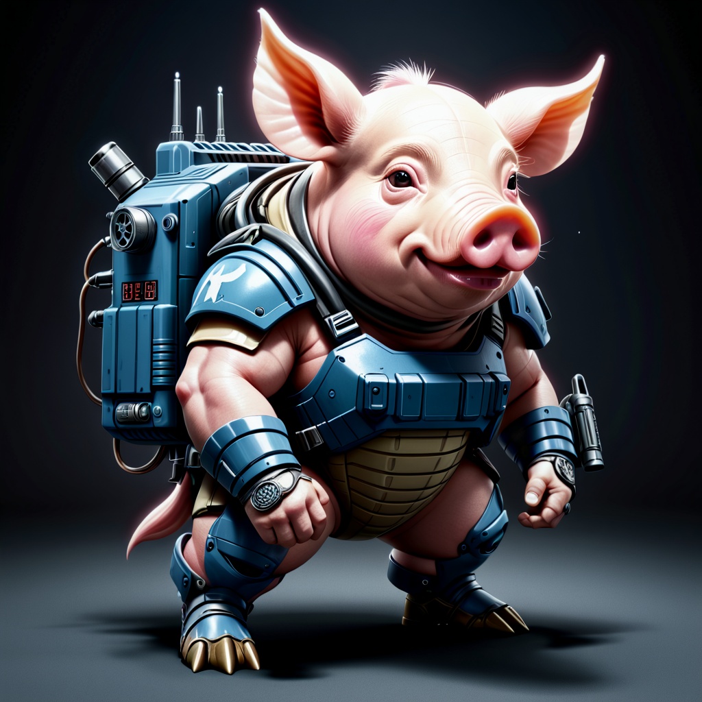 Combat veteran futuristic oinkcore porkstyle,  Combat veteran futuristic oinkcore porkstyle on Tensor.Art