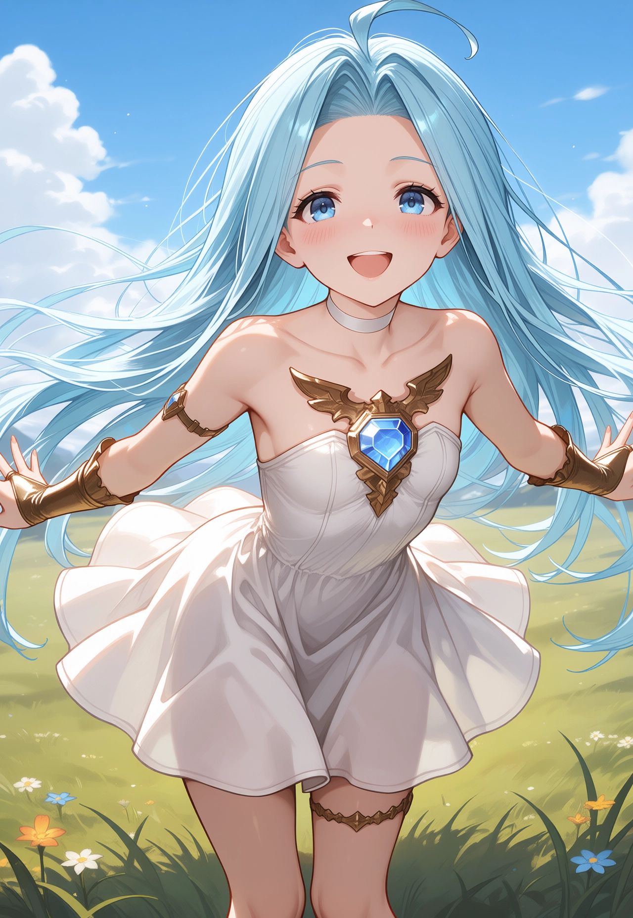 blue sky,  grass,  standing on Tensor.Art