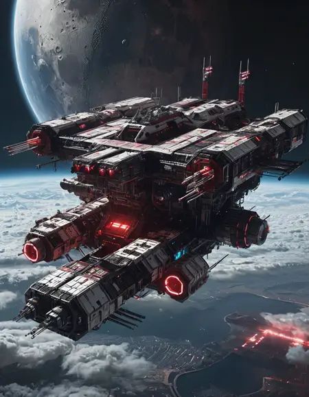 in space,  cyberpunk design industrial structure,  space station above clouds on Tensor.Art