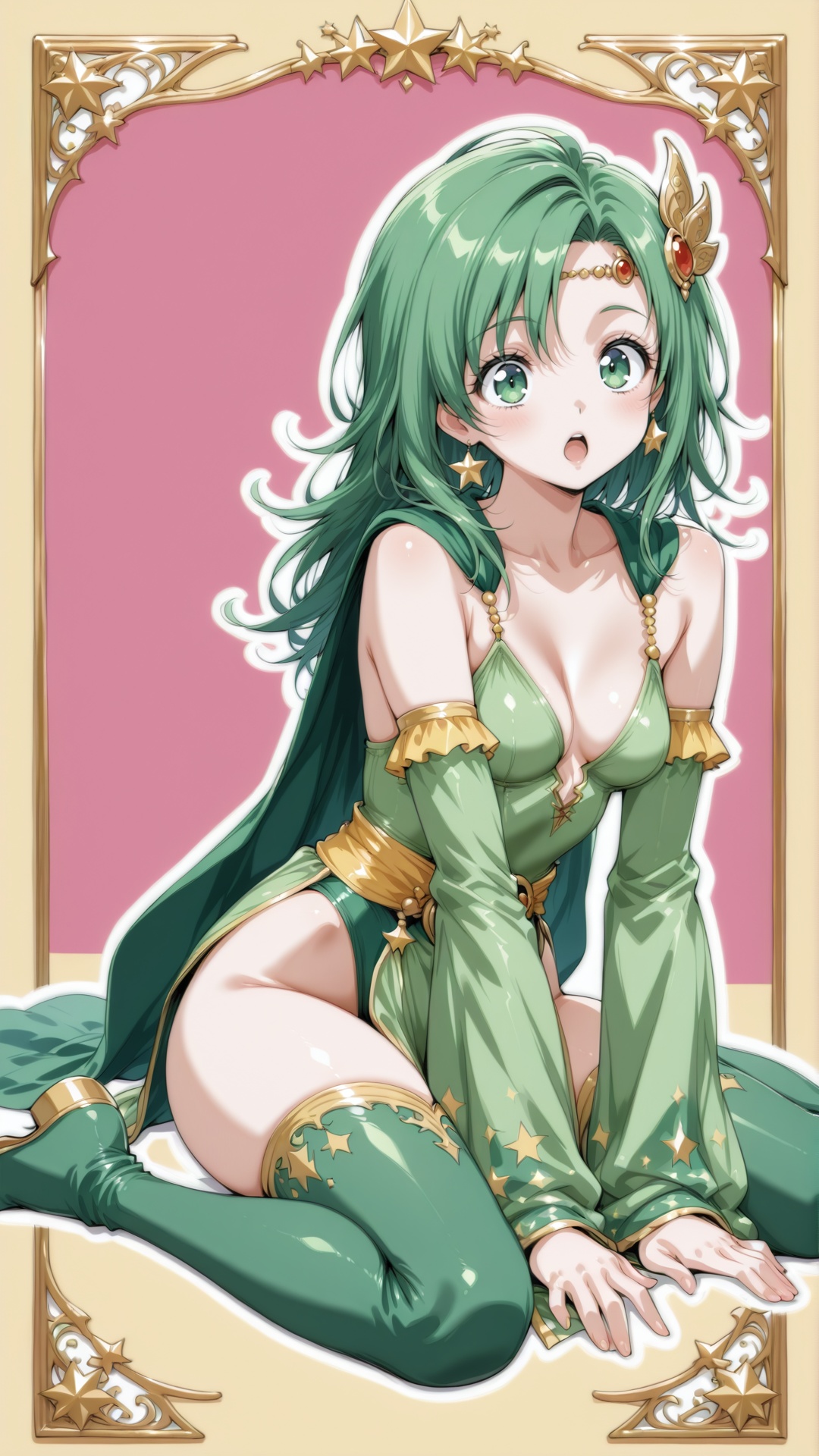 rydia,  green hair,  long hair on Tensor.Art