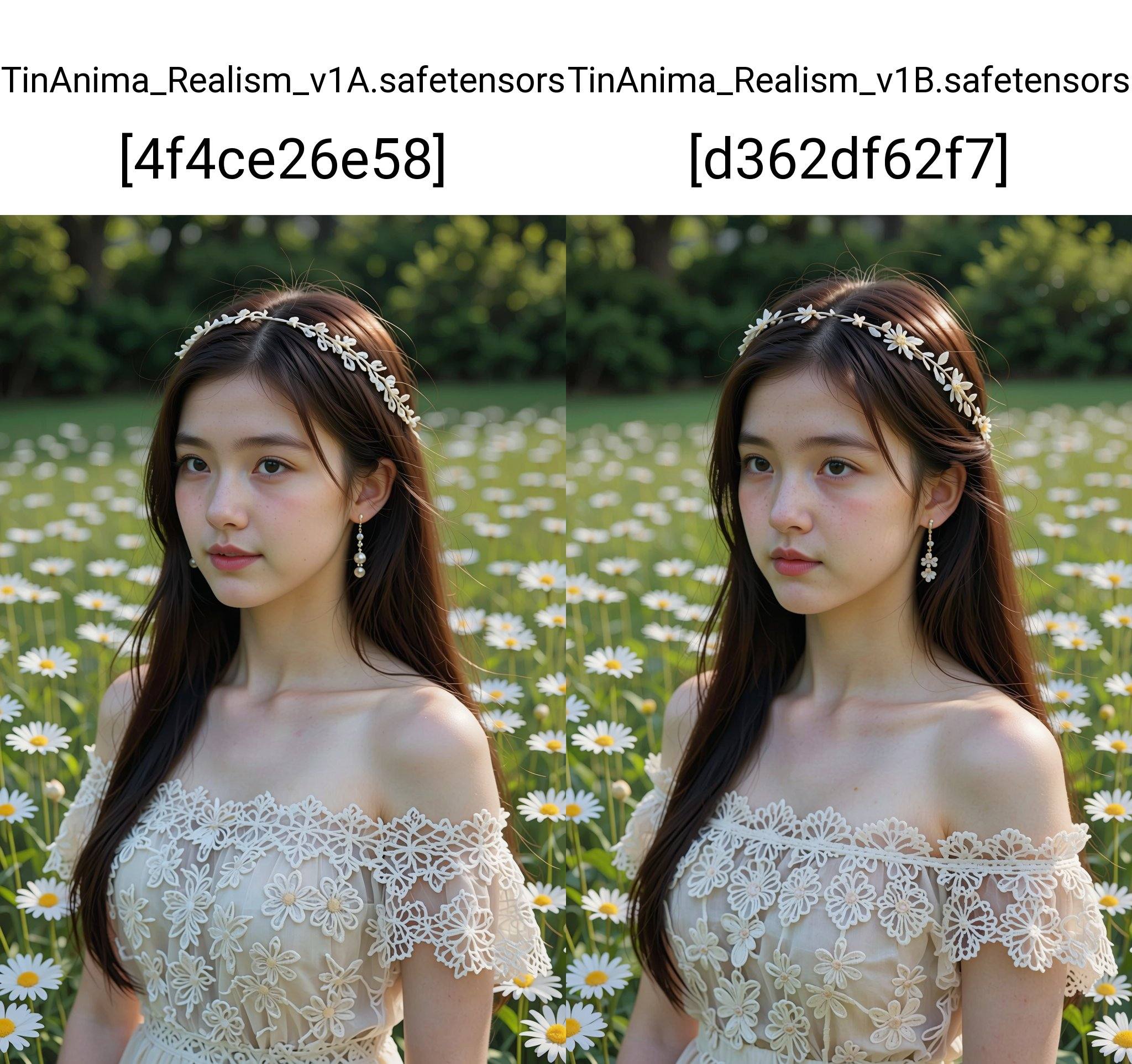 This photograph captures a young Asian woman with long,  dark hair and fair skin,  wearing a white off-shoulder lace dress...