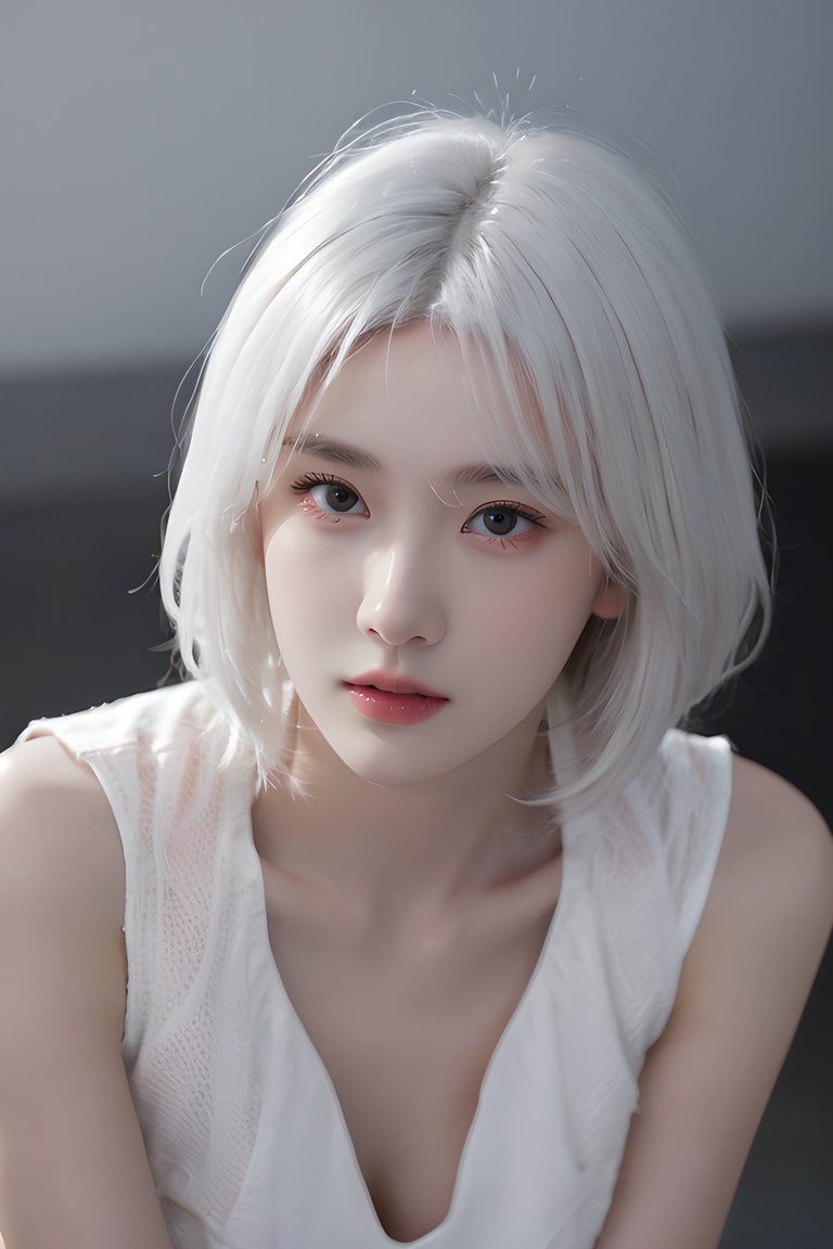(4k, best quality, highres, absurdres, masterpiece:1.21), (realistic:1.331), detailed and intricate, 1girl,(white hair:1.4), red shirt, Realistic,Masterpiece,18 - year - old beautiful girl and monster,pearl - like eyes,extremely delicate facial depiction,heavy rain,crazy body movements,exaggerated perspective,poster,androgyny,fashion,dramatic lighting,strong tones,distortion style,32k UHD,chinese girls, <lora:girlslike_lyer2:0.7>, <lora:meinv123:0.3>