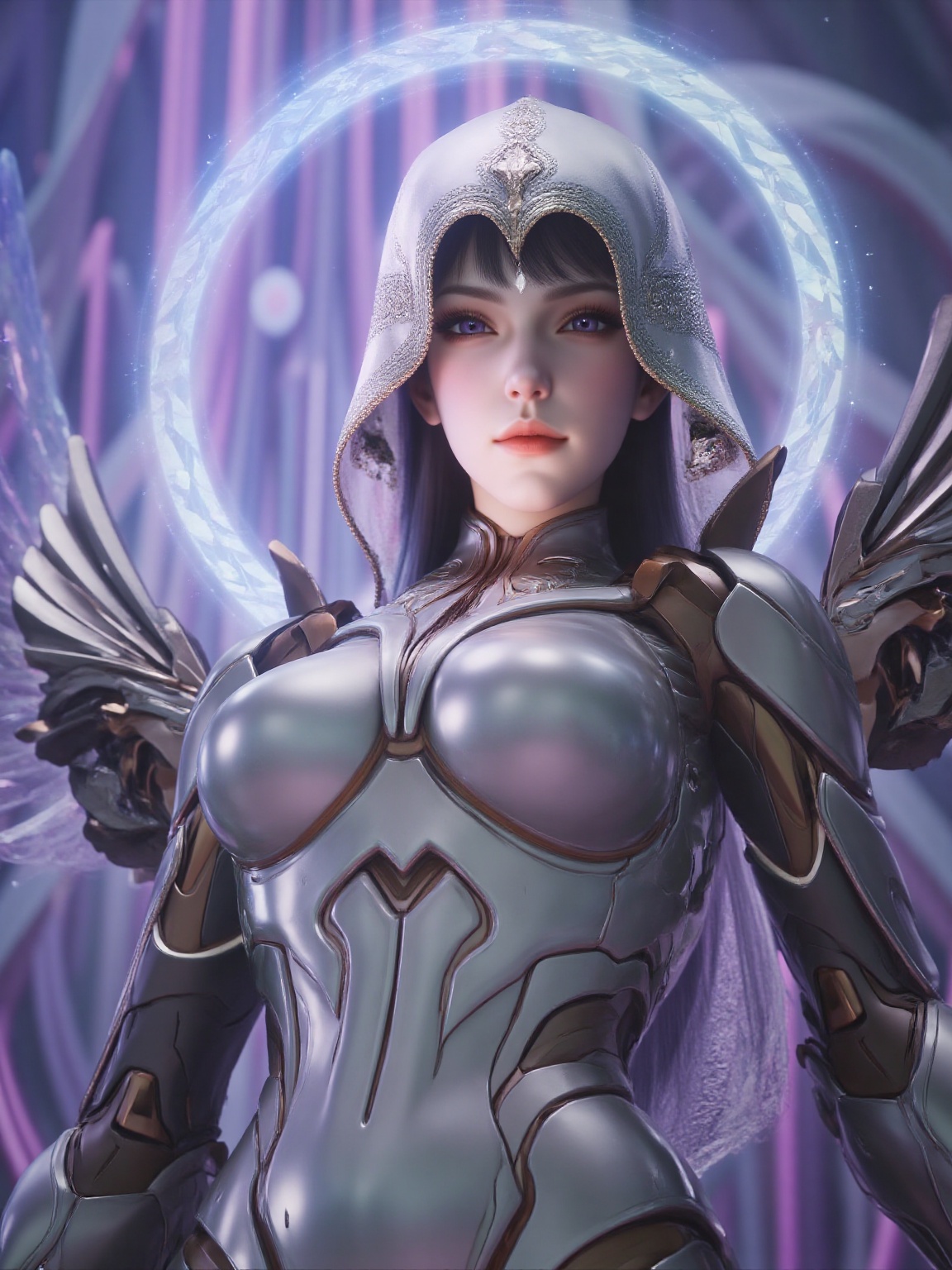 mmghuanlingwang,a young woman with wings and armor