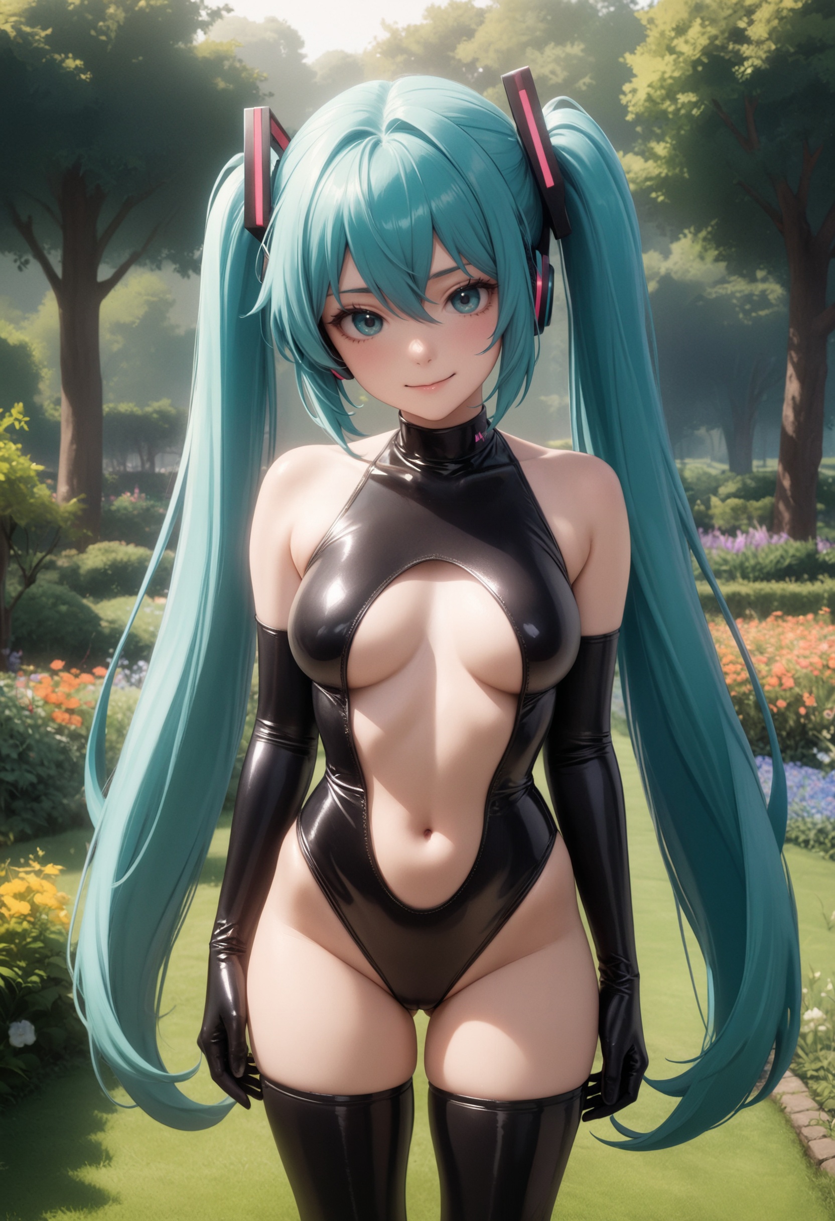 1girl,  hatsune miku,  black latex princess on Tensor.Art
