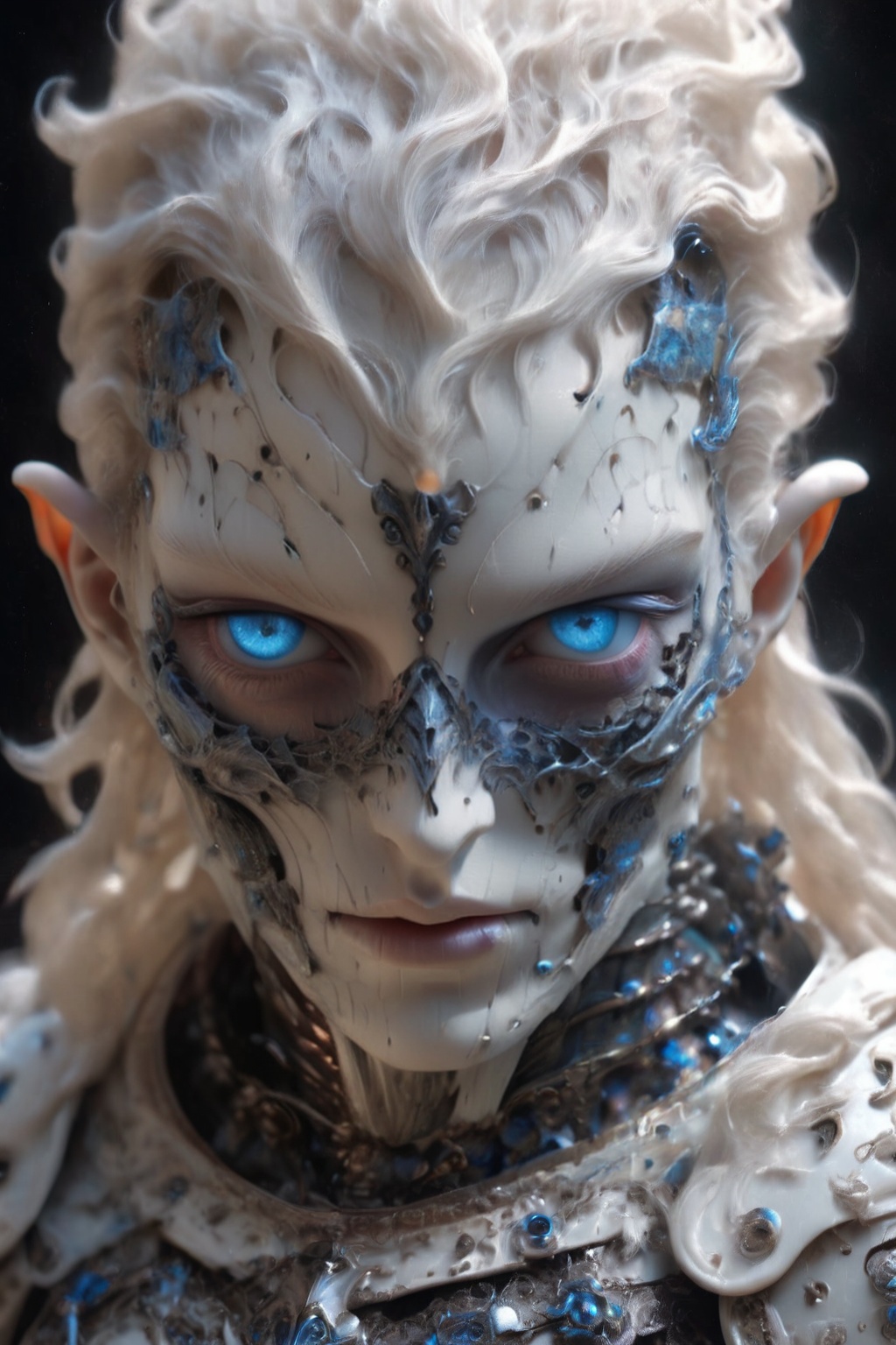 humanoid android,  covered in white porcelain skin,  blue eyes on Tensor.Art