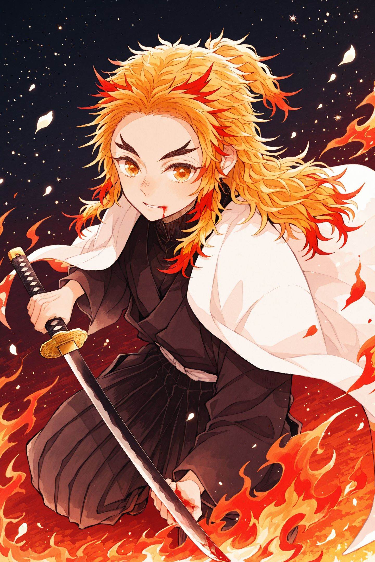 koame Style,  1boy,  rengoku kyoujurou on Tensor.Art