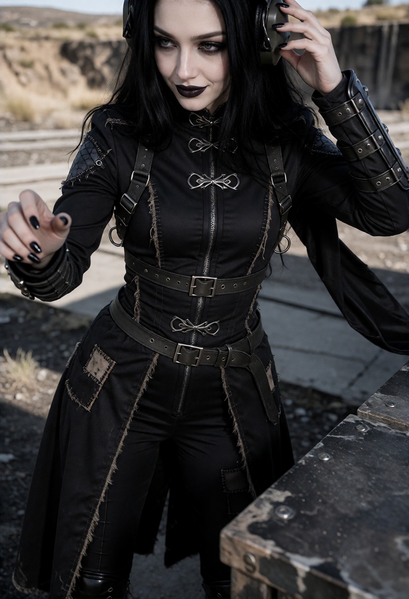RavenX,  long jet-black hair with a clean center part,  smooth straight lengths on Tensor.Art