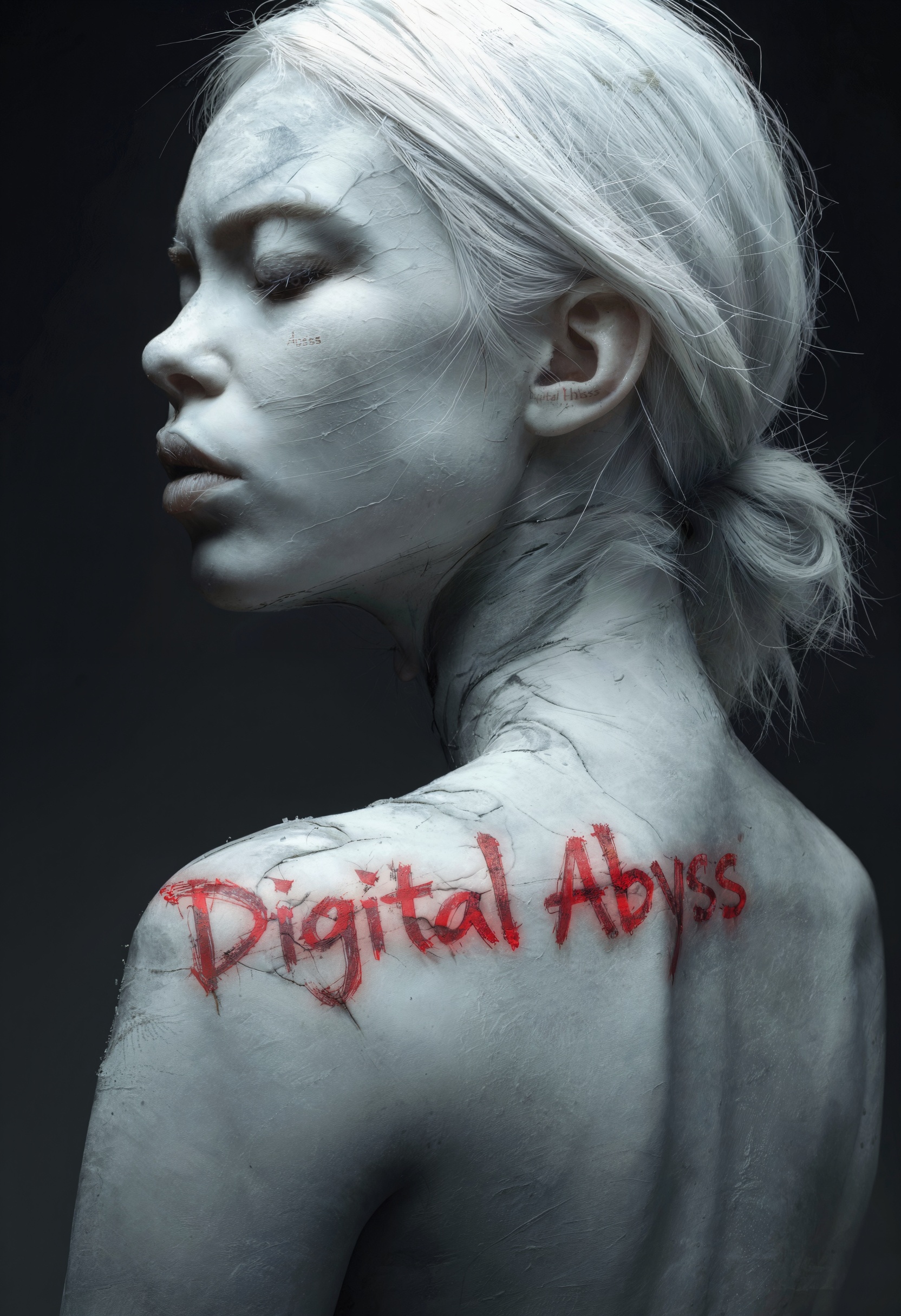 bo-abyss,  a pale woman with short white hair stands in profile,  her eyes closed on Tensor.Art