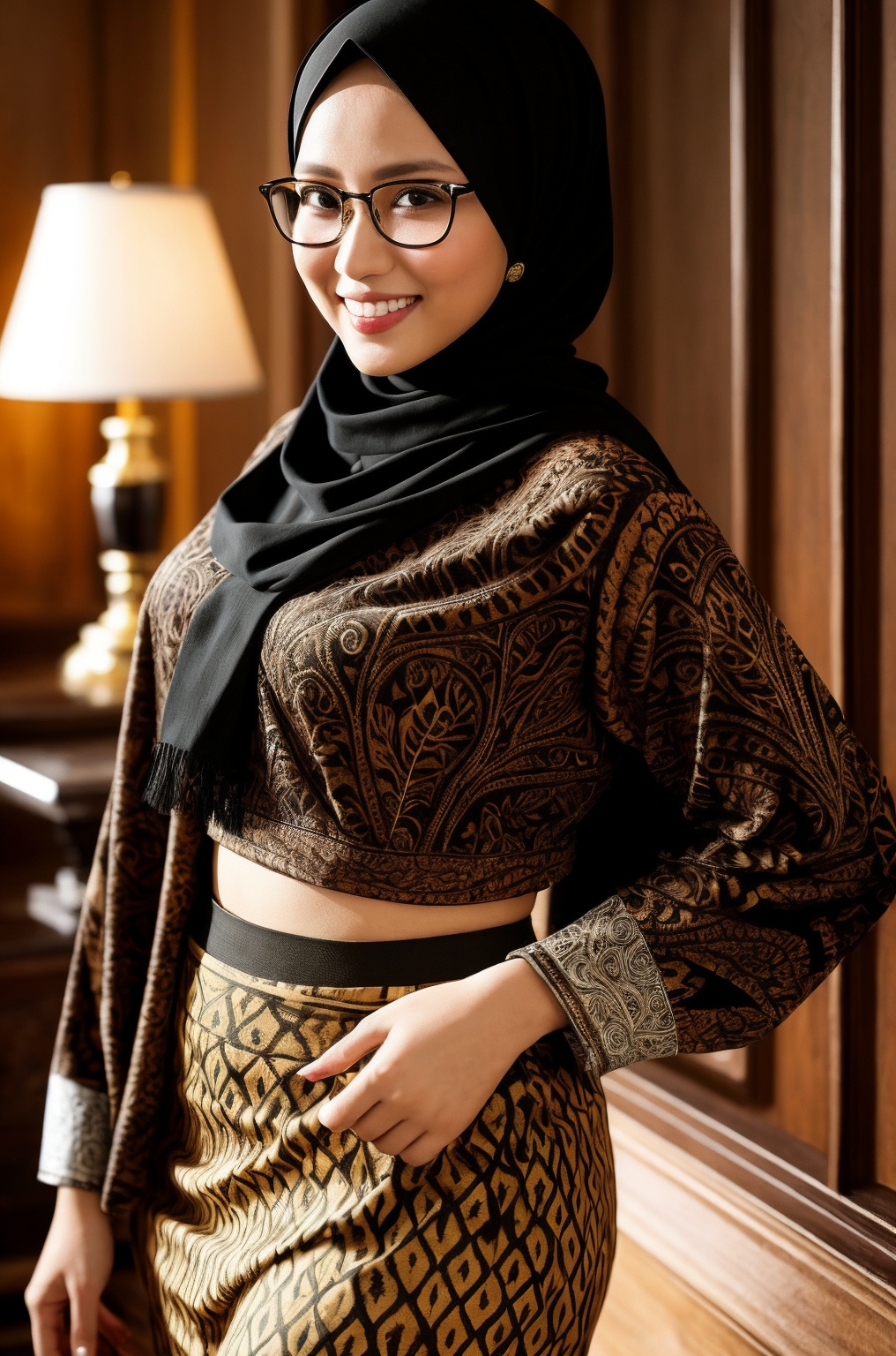 1girl,  javabatik,  brown and black batik on Tensor.Art