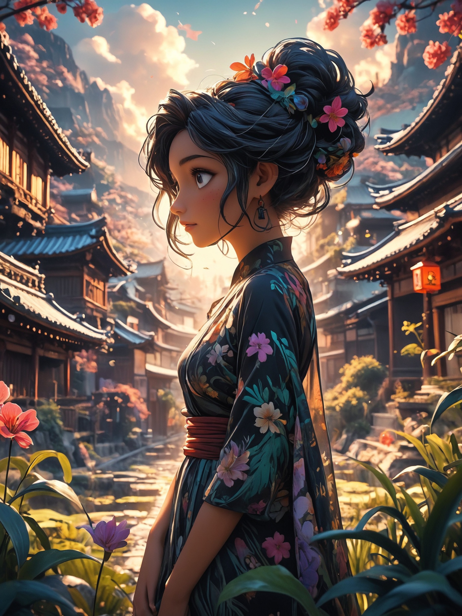 A mesmerizing and surreal art piece by TMann Nyc,  featuring a harmonious blend of concept art and alcohol ink on a black...