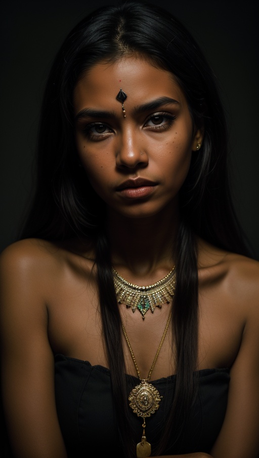 caramel skinned tribal woman,  deep shadow,  dark theme on Tensor.Art