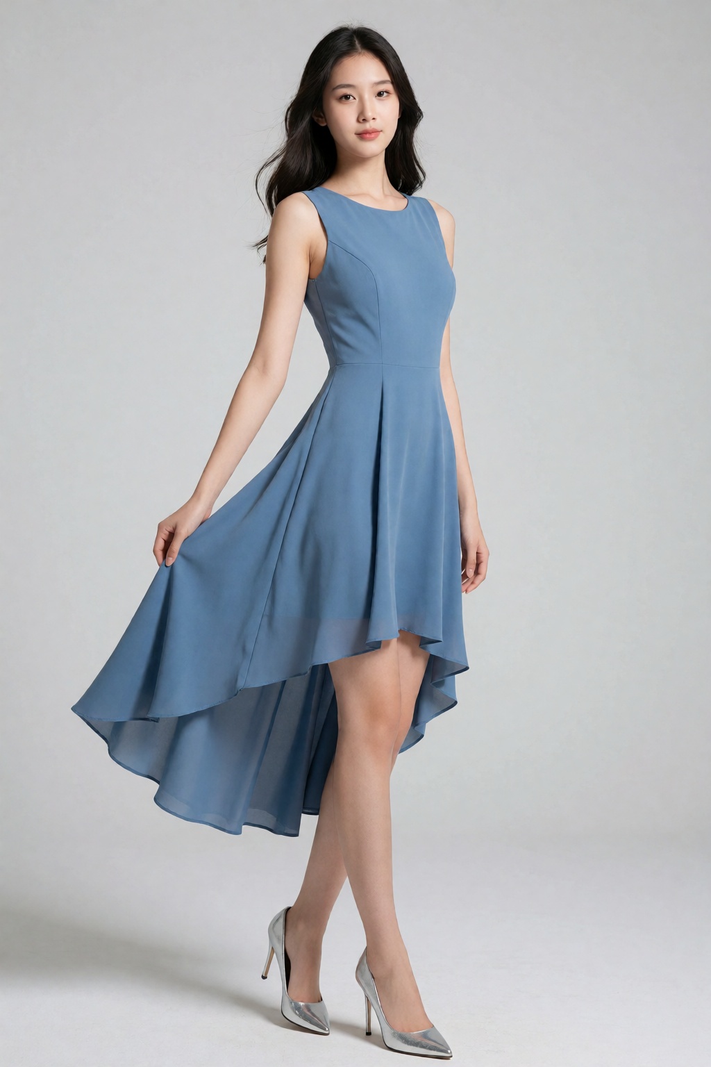 A young East Asian woman,  appearing to be in her early twenties,  stands with a gentle on Tensor.Art
