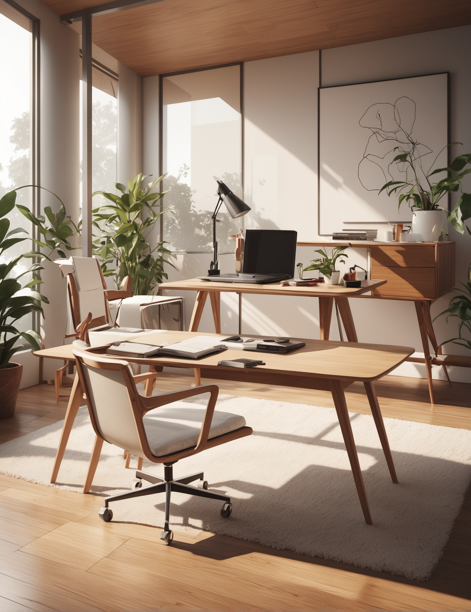 wide angle Unreal Engine render,  ,  Mid-century modern aesthetic on Tensor.Art