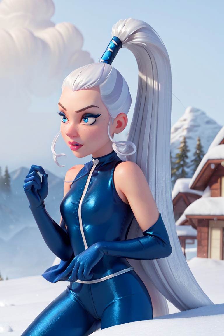 (Icy),  blue eyes,  white hair on Tensor.Art