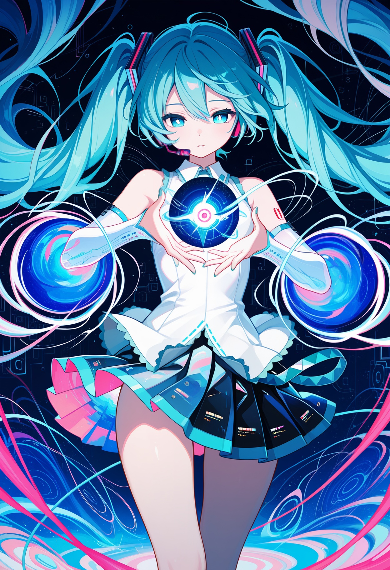 1girl,  hatsune miku,  white pupils on Tensor.Art