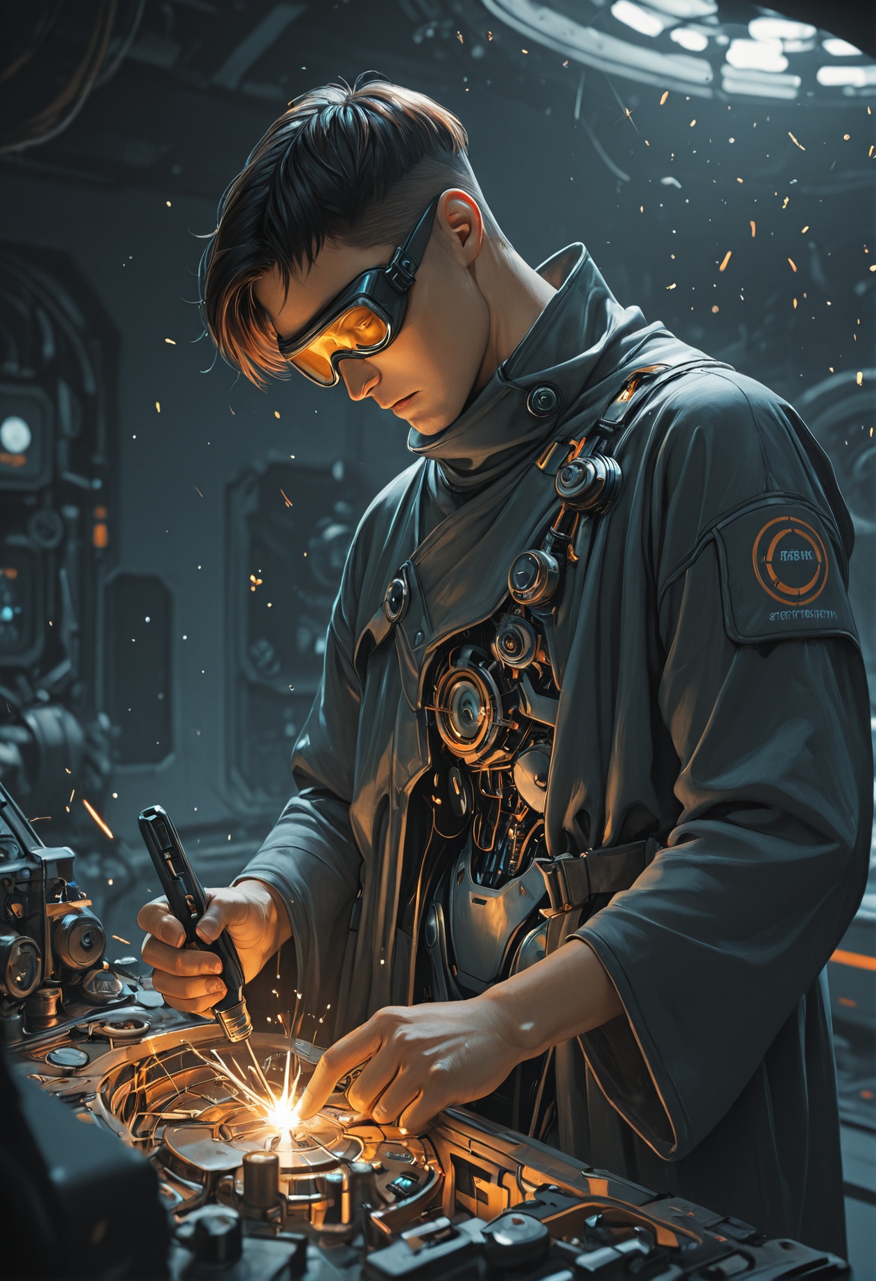 masterpiece,  best quality.science fiction,  1boy on Tensor.Art