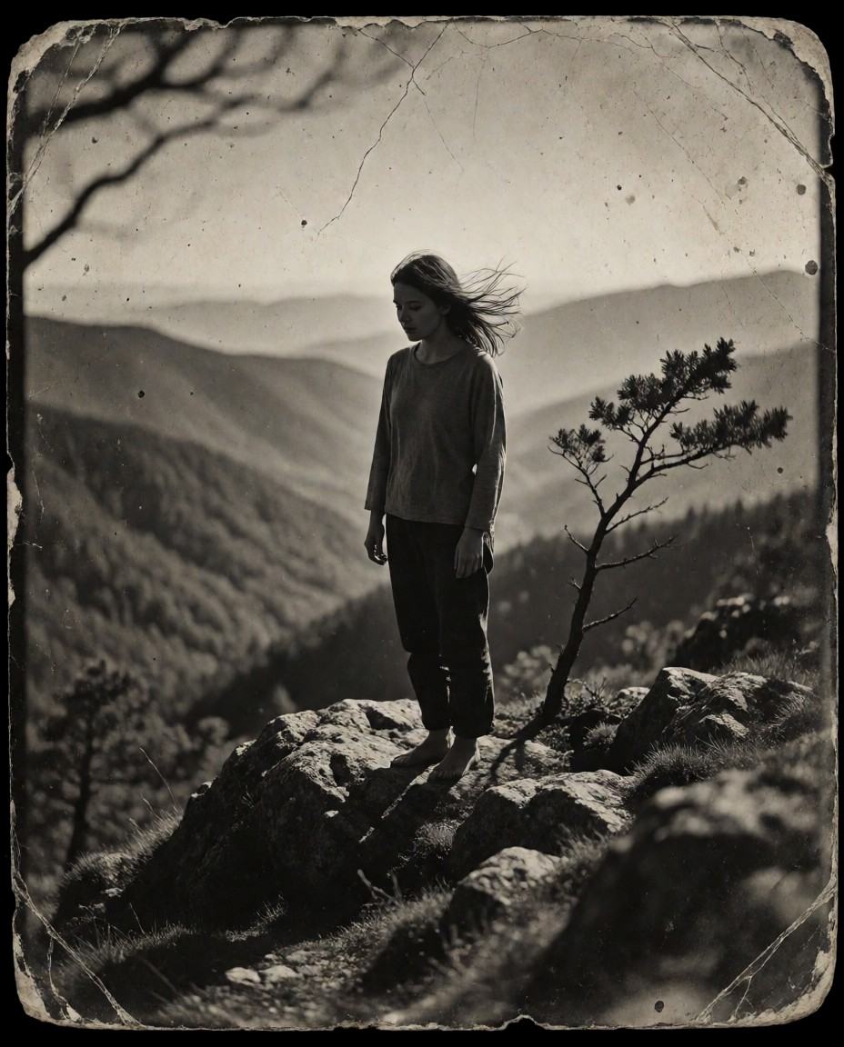 analog_feel,  a quiet,  aged mountain portrait on Tensor.Art