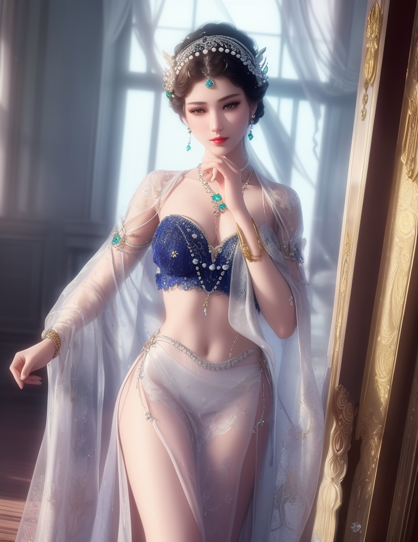 ultra realistic 8k cg, picture-perfect face, flawless, clean, masterpiece, professional artwork, famous artwork, cinematic lighting, cinematic bloom, perfect face, beautiful face, fantasy, dreamlike, unreal, science fiction,  beautiful clothes, lace, lace trim, lace-trimmed legwear,  (rich:1.4), prestige, luxury, jewelry, diamond, gold, pearl, gem, sapphire, ruby, emerald, intricate detail, delicate pattern, charming, alluring, seductive, erotic, enchanting, hair ornament, necklace, earrings, bracelet, armlet,halo((,1girl, pov,))(((,  1girl,  solo,looking at viewer, ))),(((1girl, solo, dress, jewelry)))<lora:DA_WhiteSnakeGreenSnake:0.7>