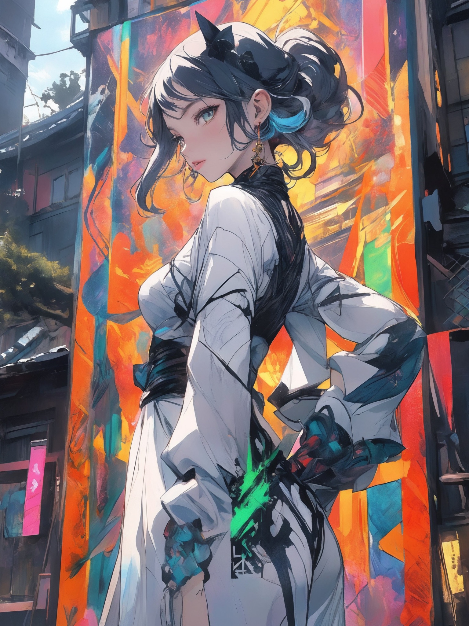 A mesmerizing and surreal art piece by TMann Nyc,  featuring a harmonious blend of concept art and alcohol ink on a black...