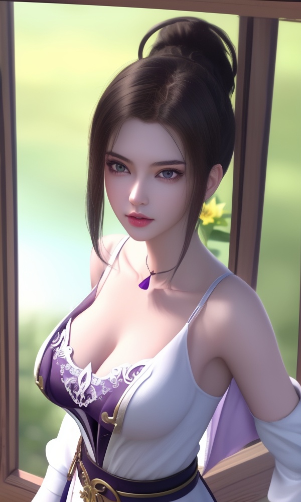 (,1girl, ,best quality, ),looking at viewer, <lora:432-DA-少年歌行-陈飞瑶:0.8> ,ultra detailed 8k cg,ultra detailed background,ultra realistic 8k cg,1girl, solo,(bare shoulders:0.85),(masterpiece, best quality),((oil painting style)),sexy young lady,(beautiful face and eyes),(upper body:1.5),(whole body:1.05),(single person:1.2),surrounded by flowers, (lily), roses, floret, vegetation, white, purple, purplish pink,Impressionism,colorful,(Breast size:1.3),(cleavage),