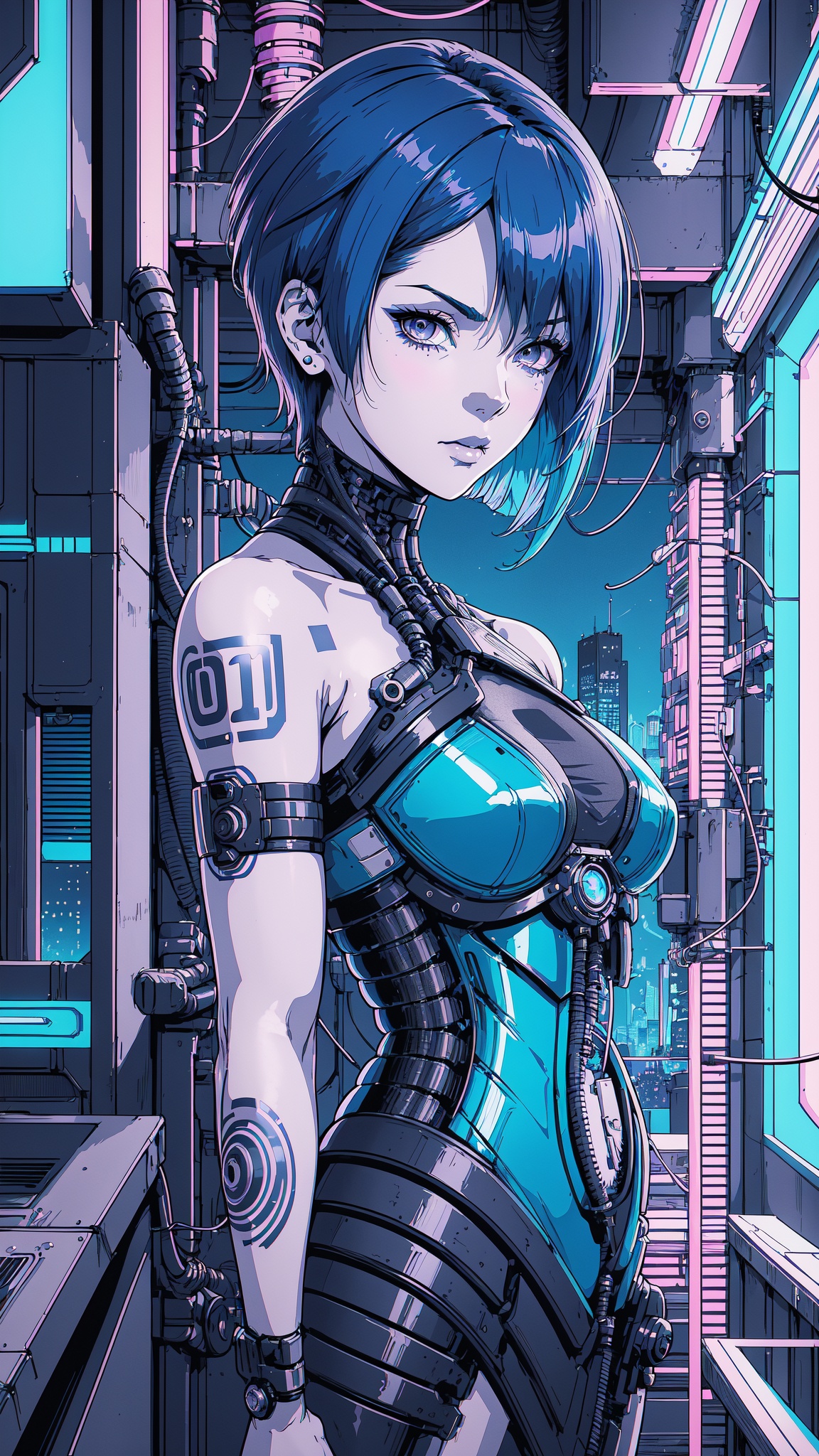 short hair,  Electric blue hair:1.1,  portrait on Tensor.Art