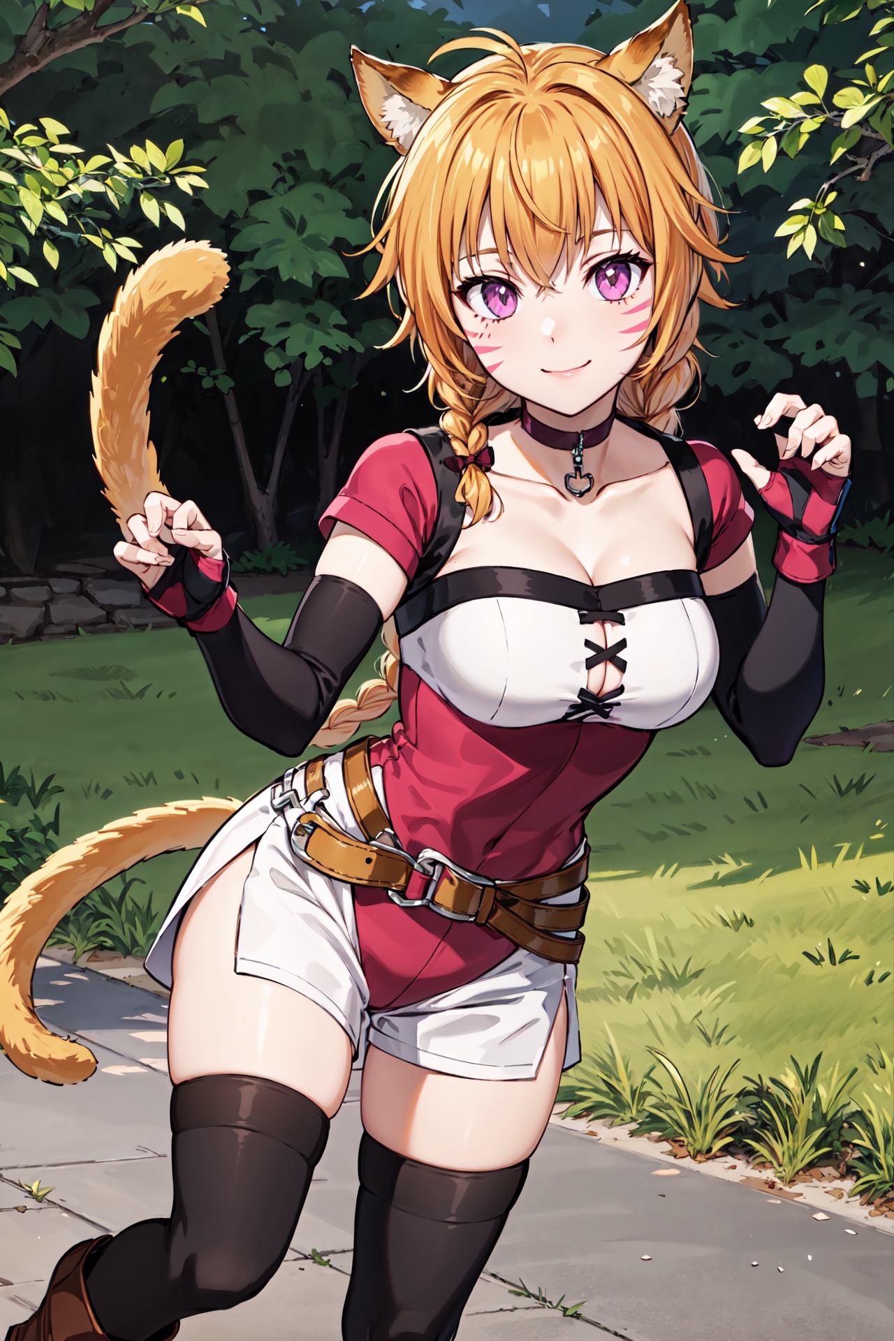 claw pose ,  def_lyre,  white shorts on Tensor.Art