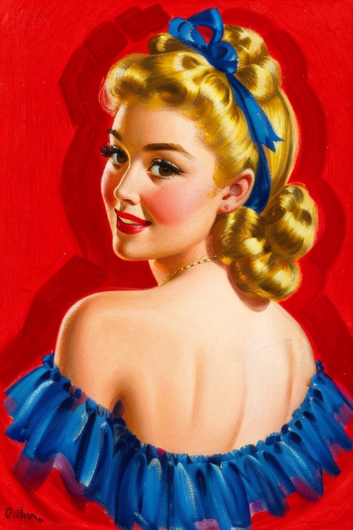 woman with a hair ribbon,  blonde hair on Tensor.Art