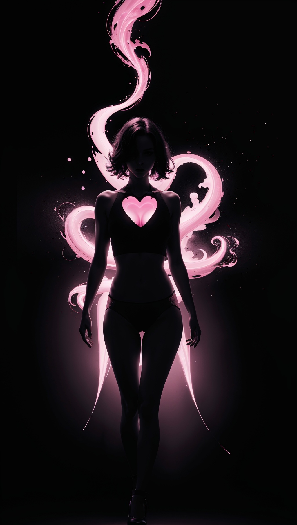 woman,  dark background,  blacklight on Tensor.Art